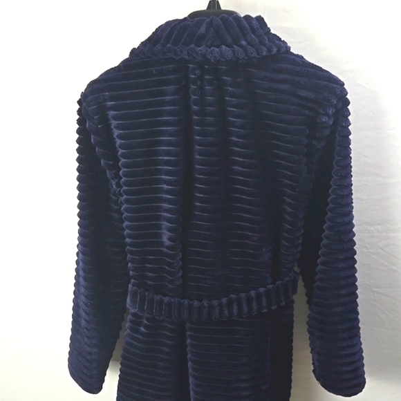 Nine West Sleepwear Women's Navy Blue Plush Belted Lounge Robe Sz S/P - Picture 5 of 10
